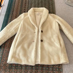 Cream JCrew Teddy Coat